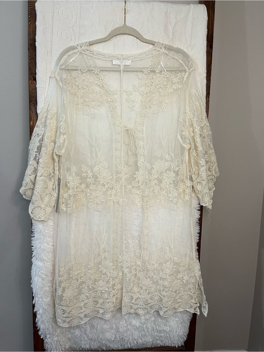 NWT KONTROL Ivory Floral Lace Kimono Duster – Boho Bridal - Picture 5 of 5